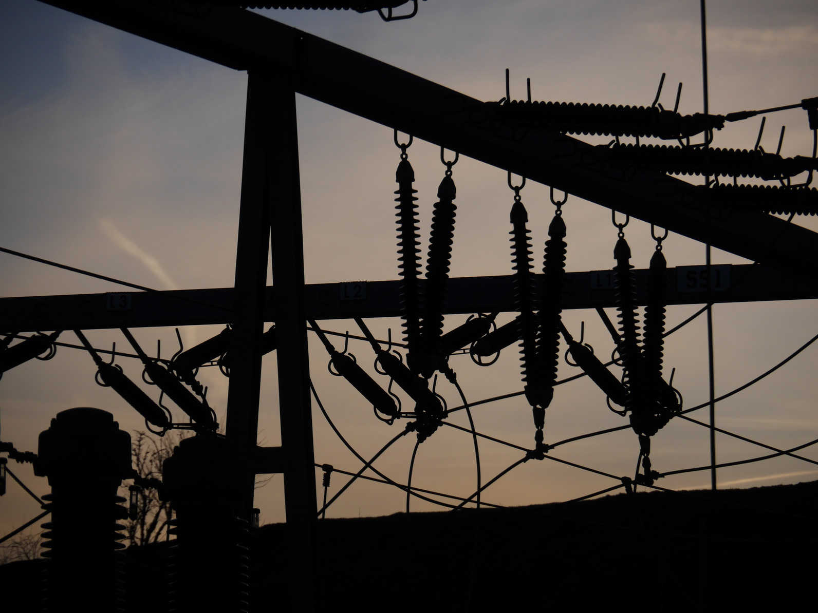Electrical power grid in silhouette