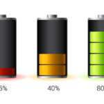 Discharged and fully charged battery smartphone - vector infographic. Isolated on white background
